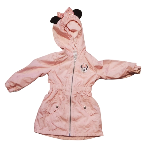 Disney Other - Disney Jr Pink Mini Mouse 3T Raincoat/Lined Zip up Jacket with Mouse ear hood